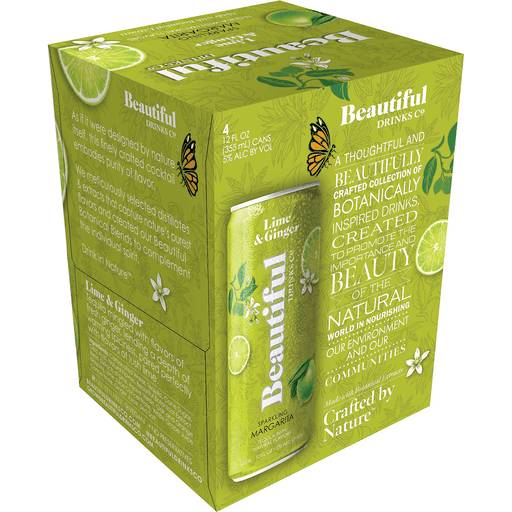 Order Beautiful Drinks Lime Ginger Sparkling Margarita (4PKC 12 OZ) 137863 food online from BevMo! store, Citrus Heights on bringmethat.com