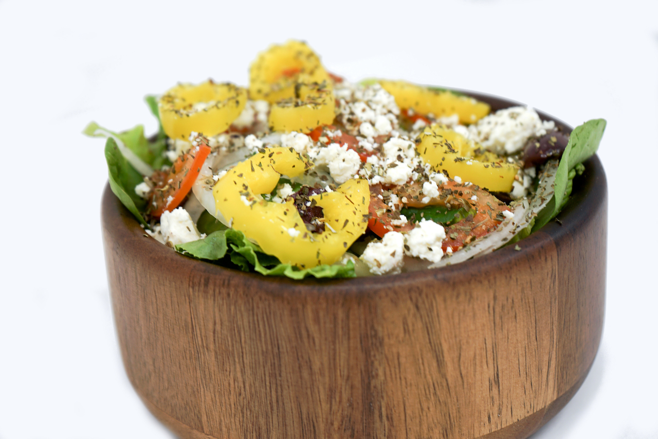 Order Greek Salad food online from Chanello's Pizza store, Norfolk on bringmethat.com
