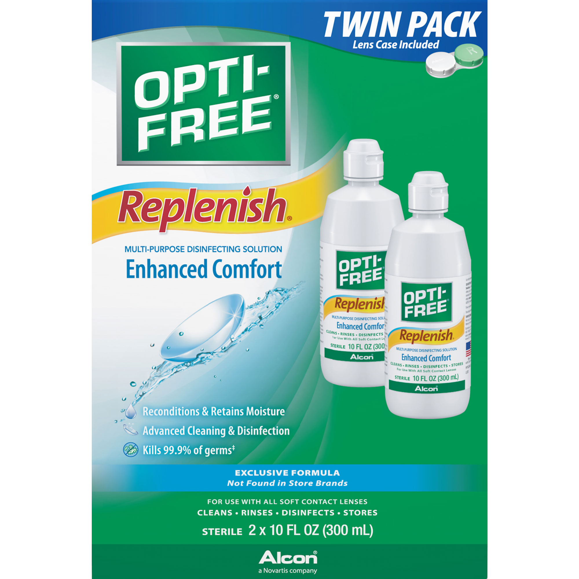 Order Opti Free Replenish Disinfecting Solution, Multi-Purpose, 10 fl oz - 2pk food online from Rite Aid store, MILLER PLACE on bringmethat.com