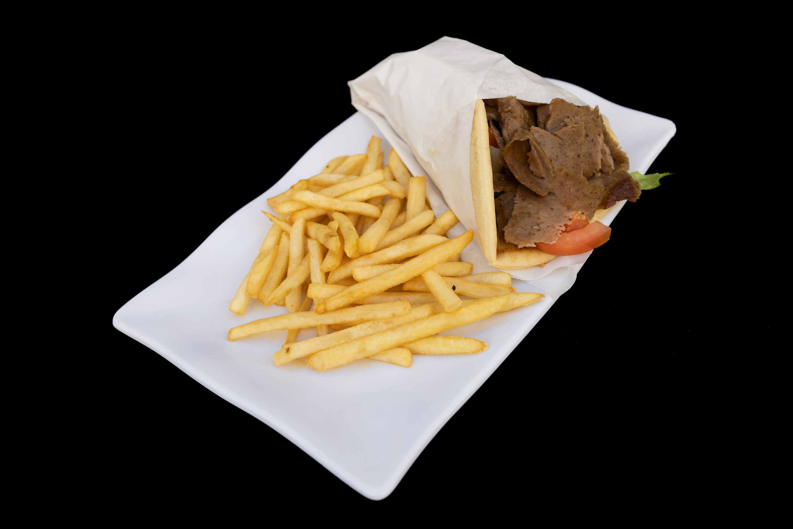 Order Gyro Sandwich with Fries food online from Harbor Greek Cafe store, San Diego on bringmethat.com