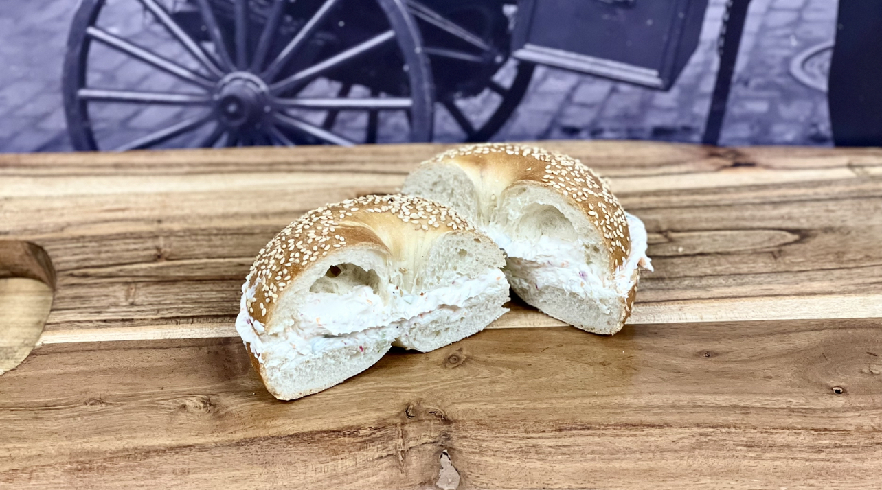 Order Bagel with Vegetable Cream Cheese food online from Empire Bagel store, Cross River on bringmethat.com