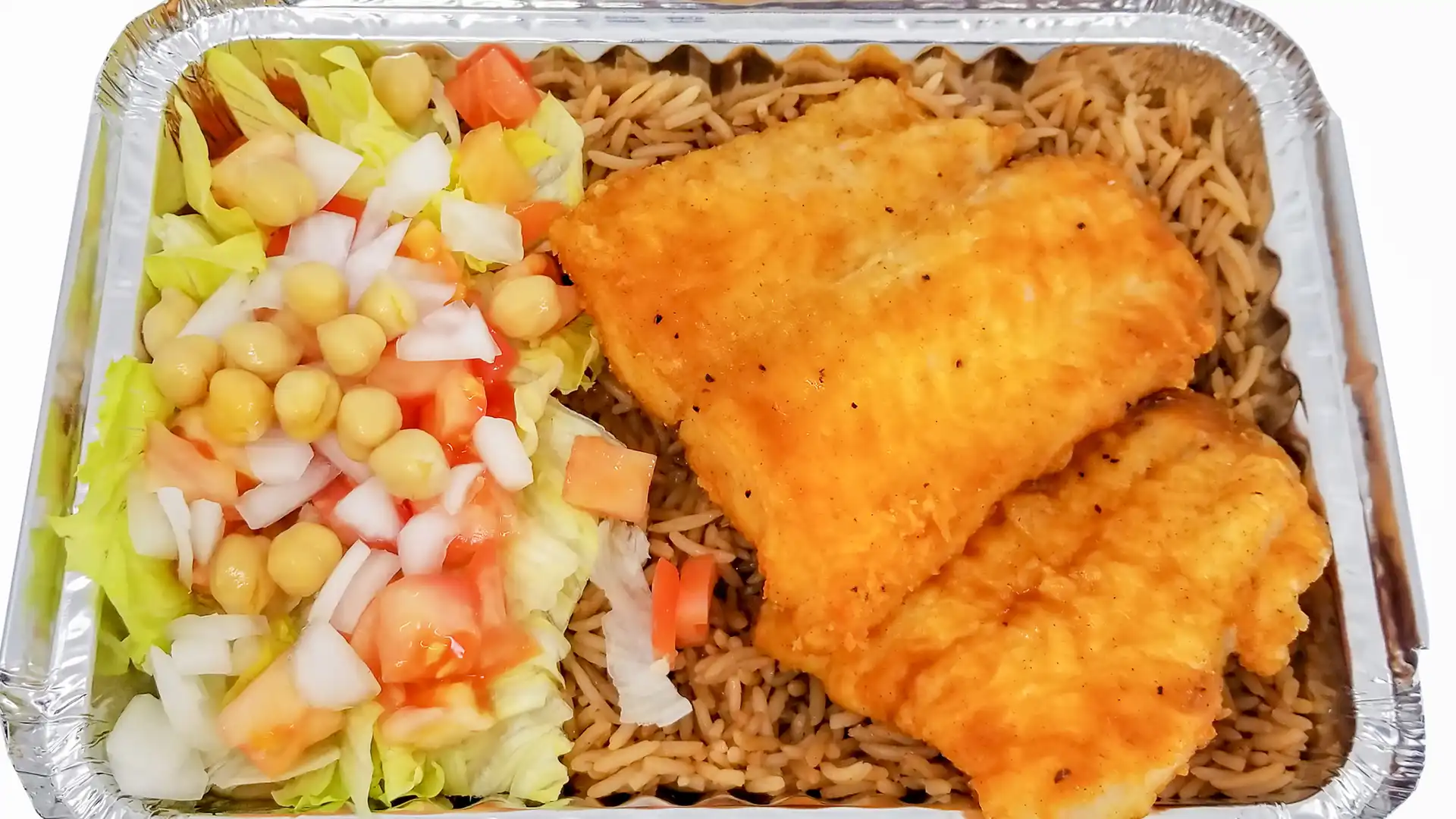 Order 2 piece Fish over Rice food online from Shah's Halal Food store, Selden on bringmethat.com
