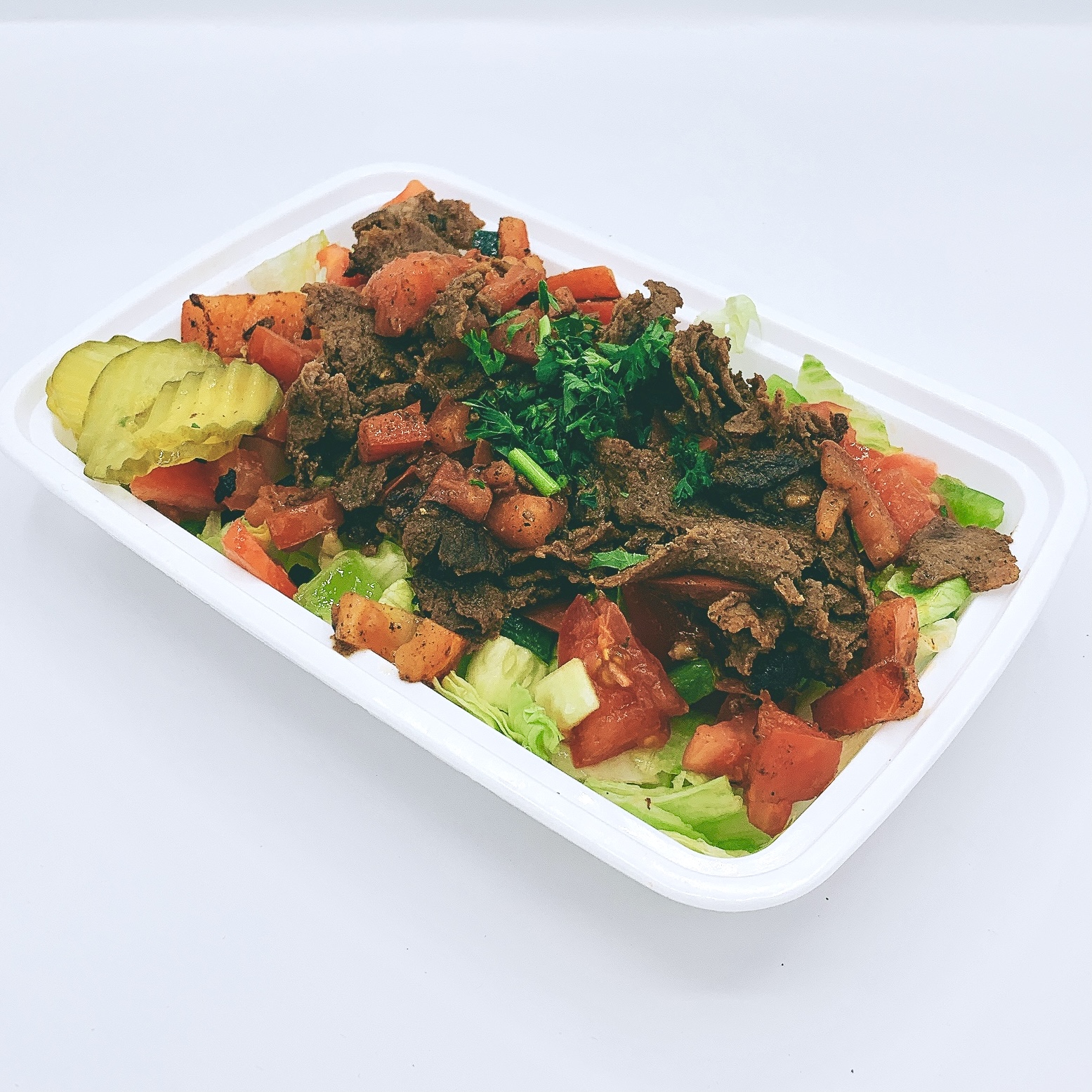 Order Beef Shawarma Over Salad food online from Heroes Meal store, Midland on bringmethat.com