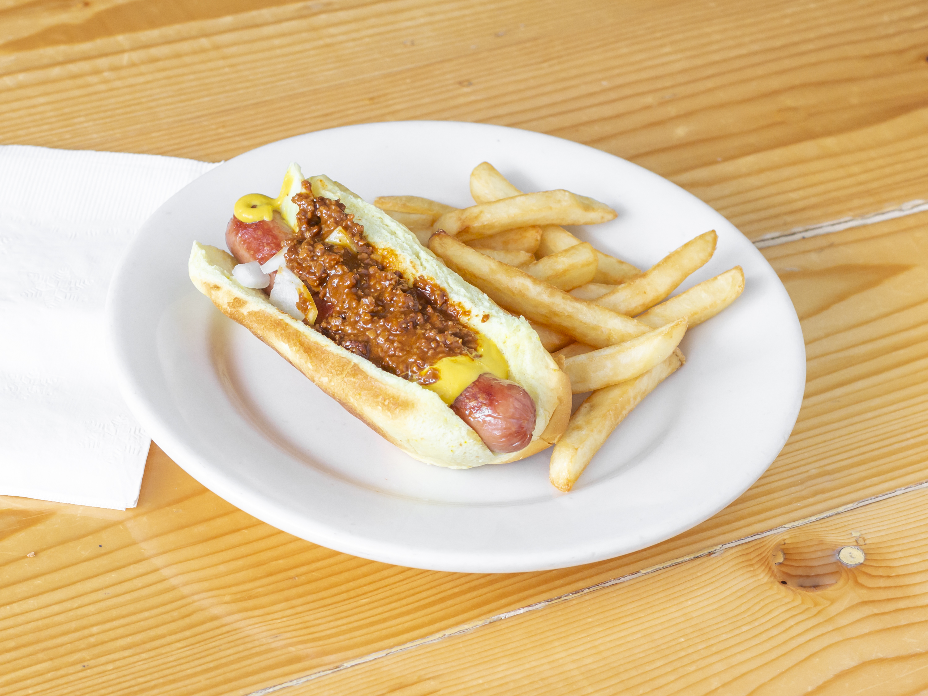Order Kid's Hot Dog and French Fries food online from Terrie Breakfast And Lunch store, Norfolk on bringmethat.com