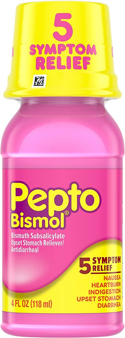 Order Pepto Bismol Liquid for Nausea, Heartburn, Indigestion, Upset Stomach, and Diarrhea Relief, Original Flavor 4 oz food online from Exxon Food Mart store, Port Huron on bringmethat.com