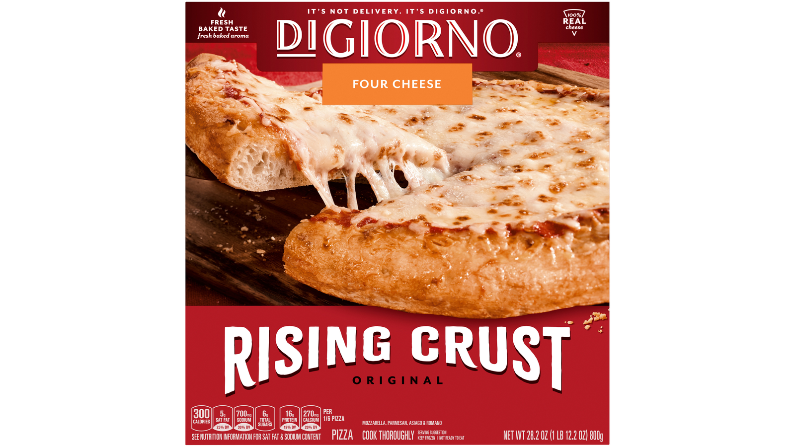 Order Digiorno Four Cheese Frozen Pizza With Rising Crust, 28.2 Oz. food online from Lula Convenience Store store, Evesham on bringmethat.com