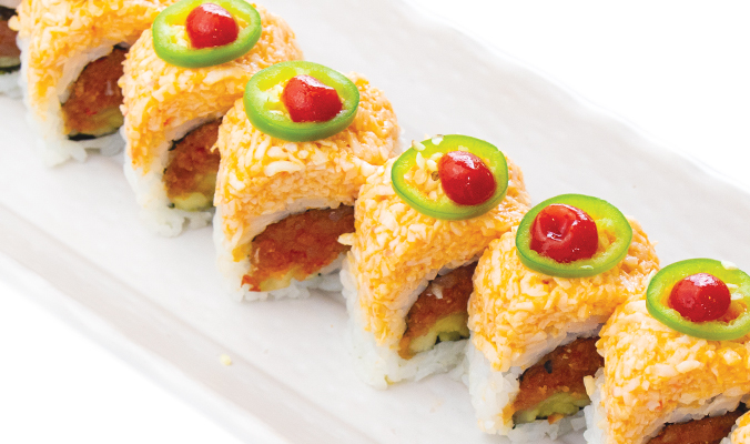 Order Double Fire roll - Raw food online from Oki Japanese Grill store, Plano on bringmethat.com
