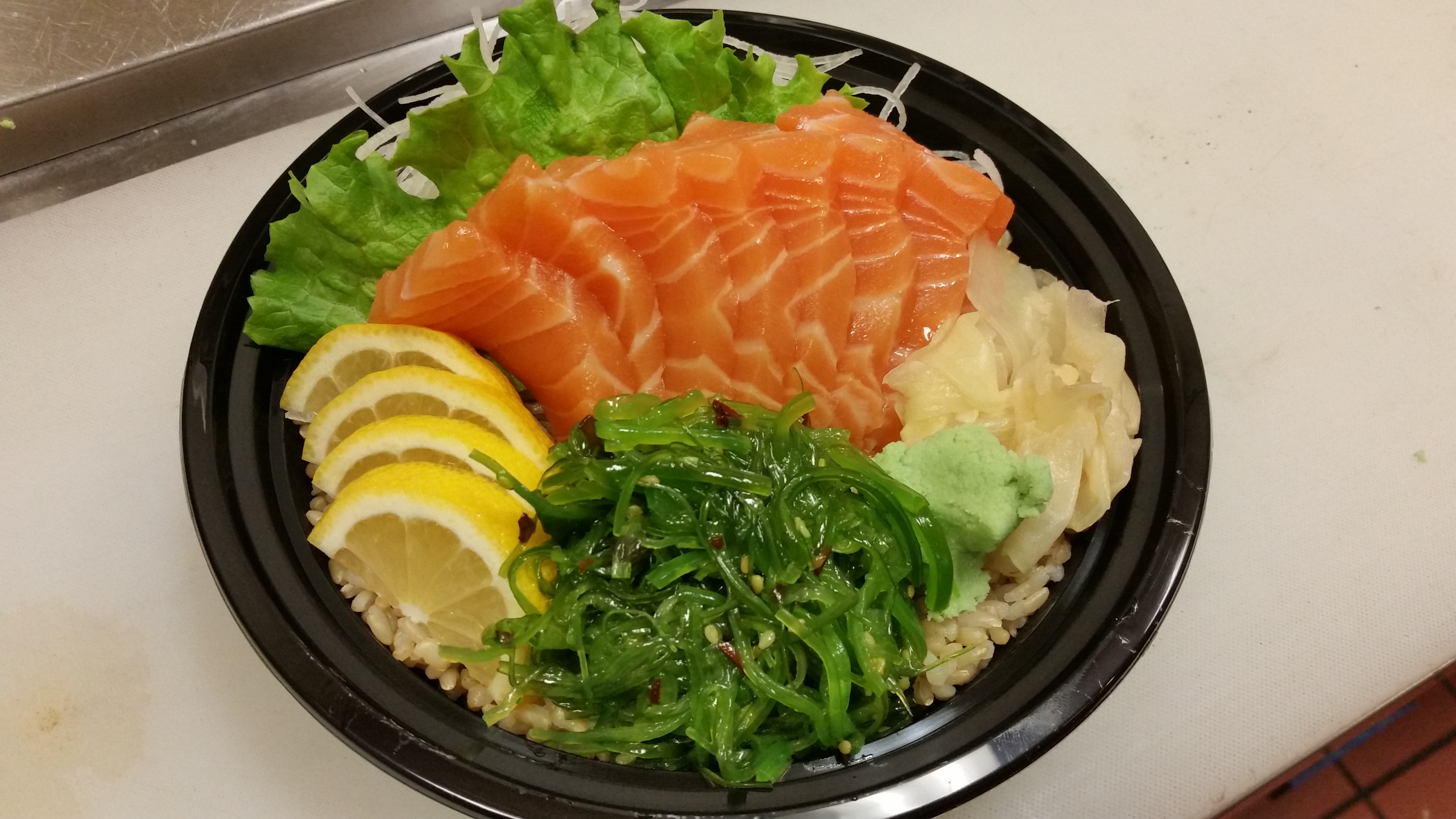 Order Salmon Sashimi Bowl food online from California Teriyaki Grill store, Mission Viejo on bringmethat.com