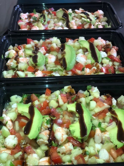 Order 3. Cooked shrimp Ceviche food online from Sushi Y Mariscos Que Rollo store, Northridge on bringmethat.com