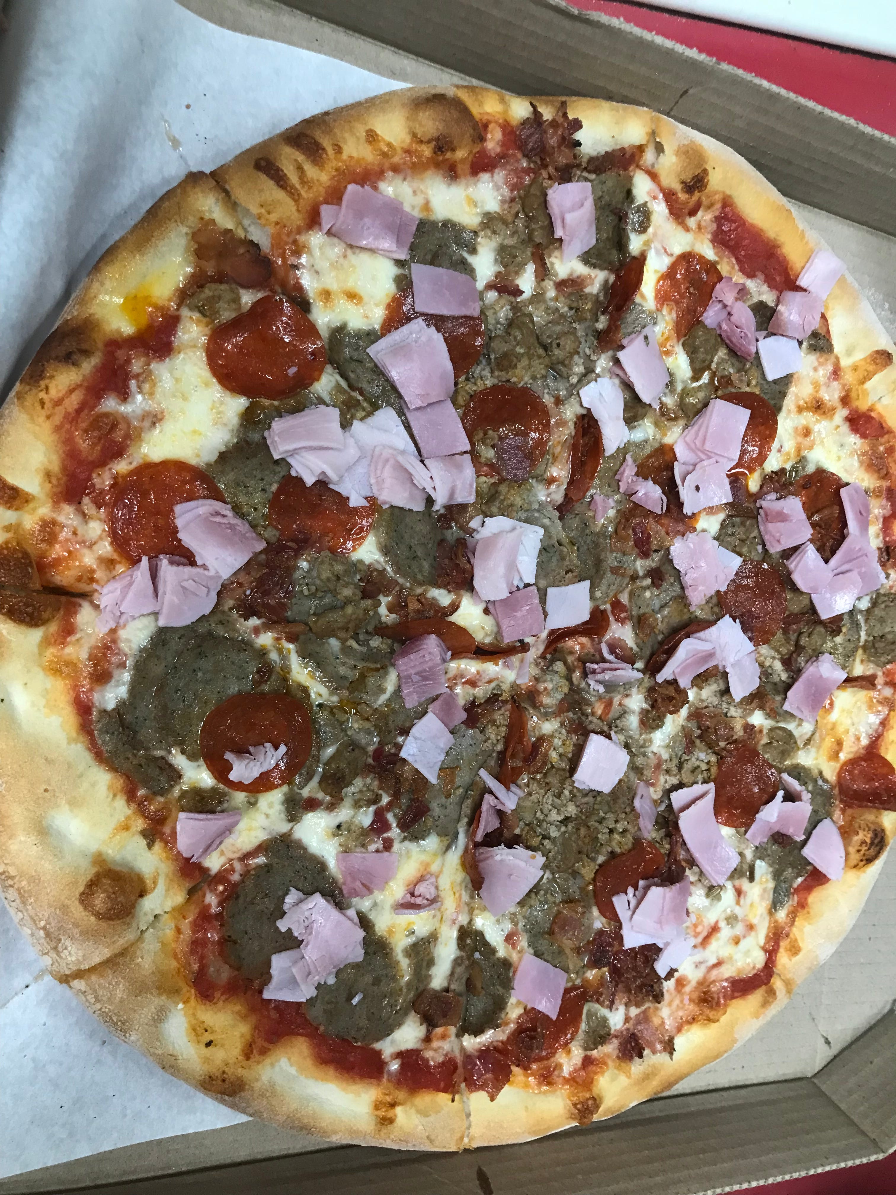 Order Meat Lover's Pizza - Personal 12" food online from Badabing Pizzeria store, Middletown on bringmethat.com