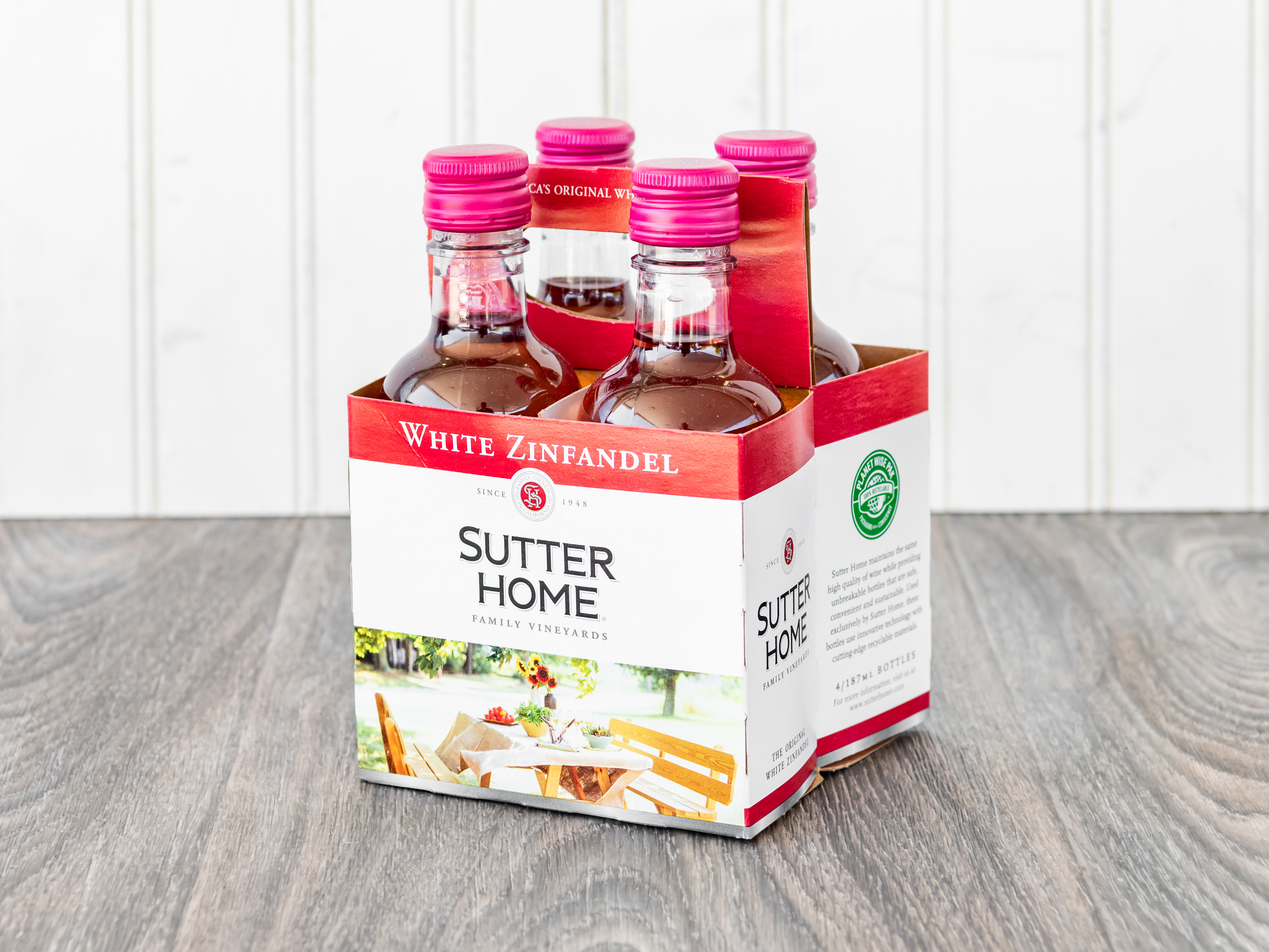 Order Sutter Home White Zinfandel Wine 4 Pack 187 ml Each food online from Chevron store, Castro Valley on bringmethat.com