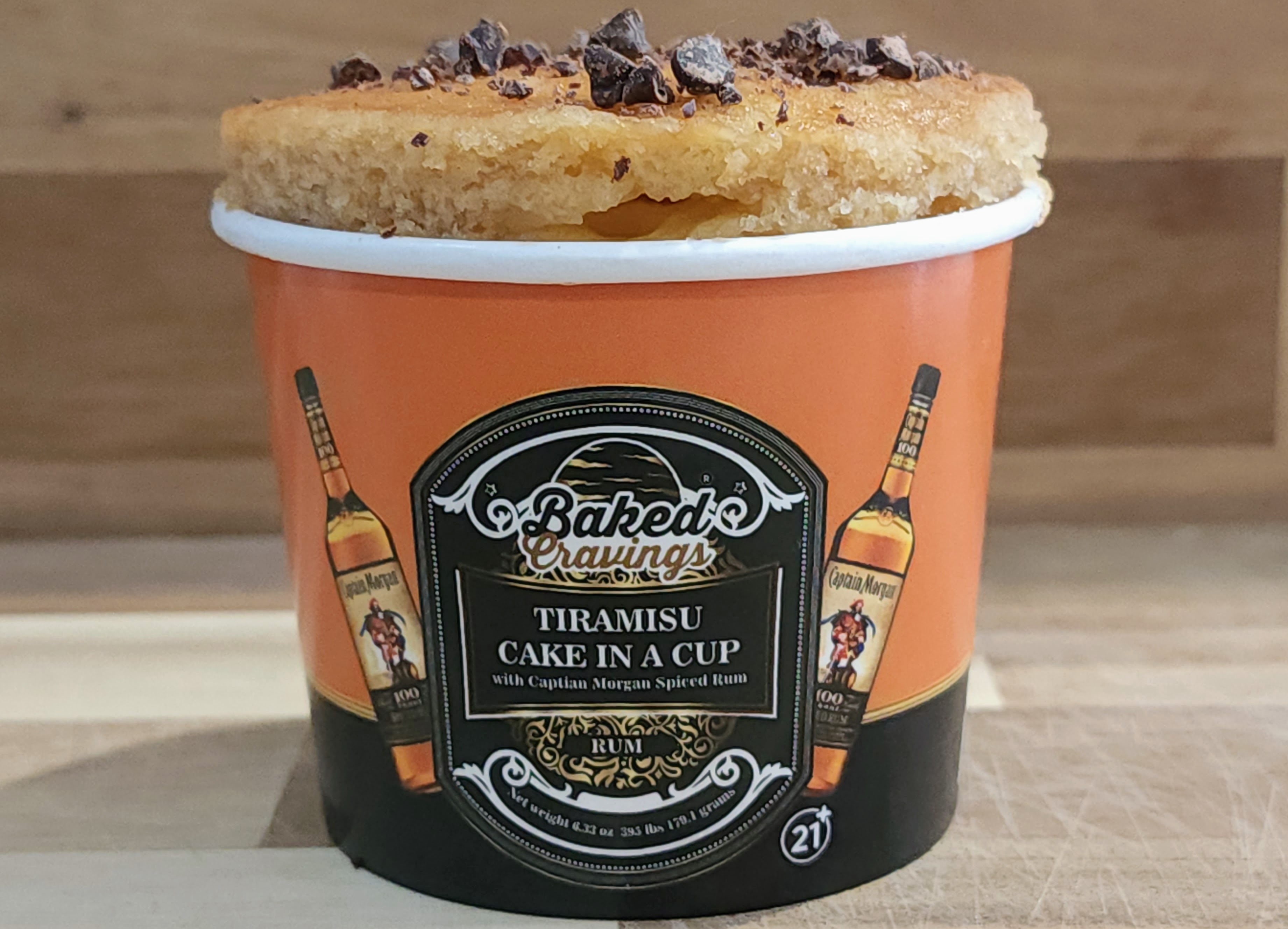 Order Captain Morgan Spice Rum Tiramisu Cake in a Cup 8oz food online from Baked Cravings store, New York on bringmethat.com