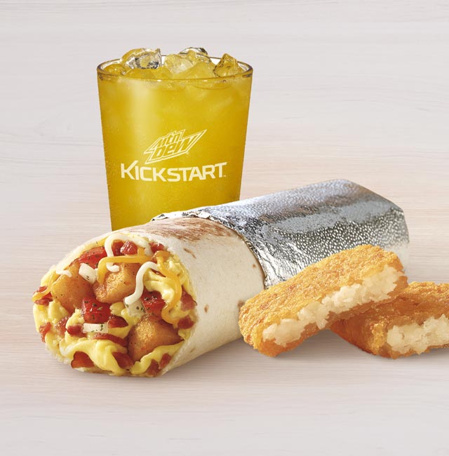 Order Grande Toasted Breakfast Burrito Combo food online from Taco Bell store, Tallmadge on bringmethat.com