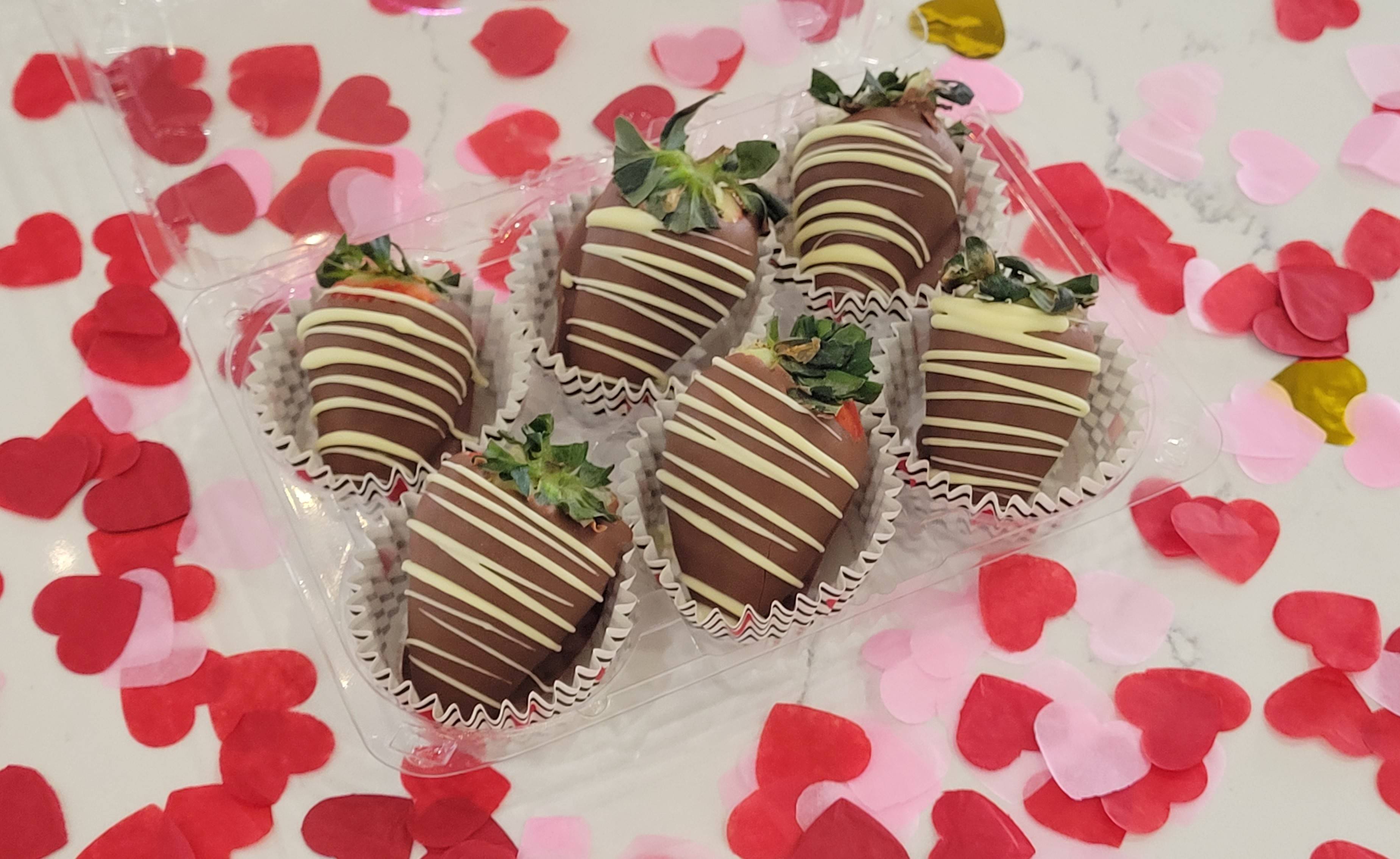 Order Valentine's Strawberries - 6pcs food online from Sleek Chocolate store, Houston on bringmethat.com
