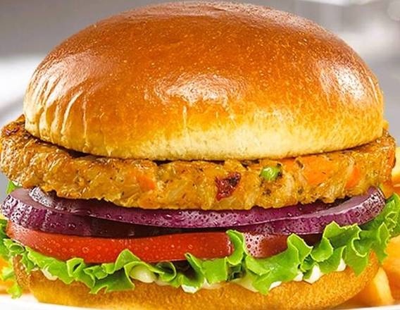 Order Veggie Burger , Large Fries and Coke  food online from Gourmet India store, Houston on bringmethat.com