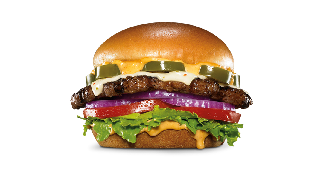 Order The 1/3 lb. Jalapeno Thickburger food online from Carl's Jr. store, Modesto on bringmethat.com