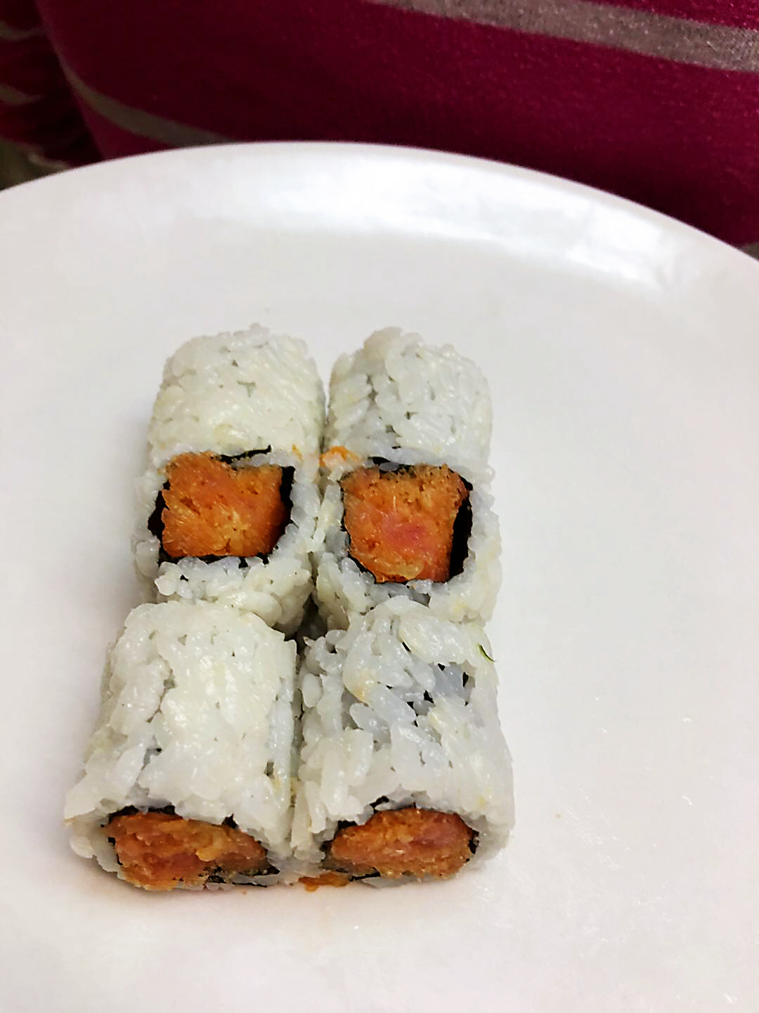 Order G12. Spicy Salmon Roll food online from Hibachi Express store, Newark on bringmethat.com