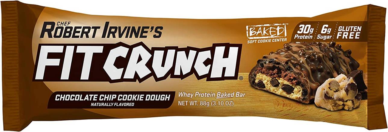 Order CHEF ROBERT IRVINE'S, FIT CRUNCH, WHEY PROTEIN BAKED BAR, CHOCOLATE CHIP COOKIE DOUGH food online from Exxon Food Mart store, Port Huron on bringmethat.com