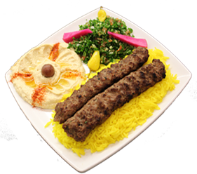 Order Ground Beef Kabob Plate Mediterranean food online from Carnival Grill store, Chula Vista on bringmethat.com