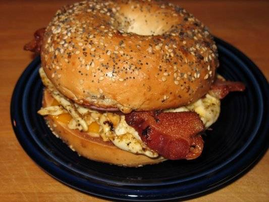Order Bacon Double Egg & Cheese Sandwich food online from Kalo Café store, Stamford on bringmethat.com