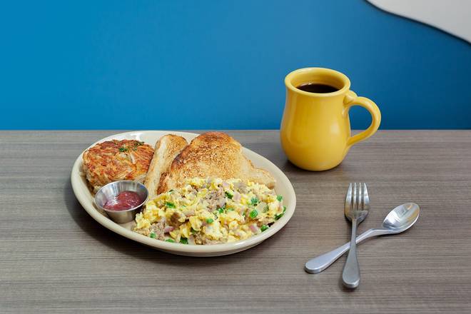 Order 3 Egg Scramble* food online from Snooze Am Eatery store, Colorado Springs on bringmethat.com