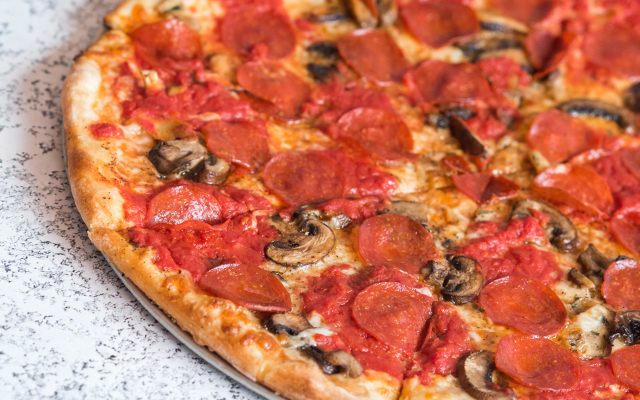 Order Pepperoni and Fresh Mushrooms Pizza food online from Otto store, Boston on bringmethat.com