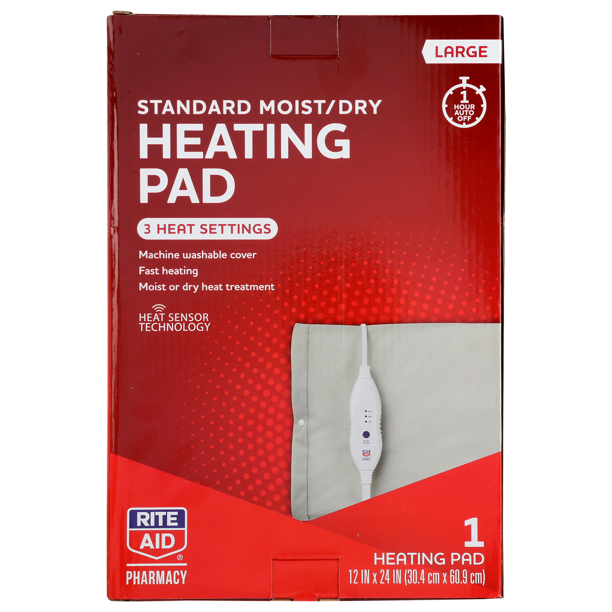 Order Rite Aid Standard Moist/Dry Heating Pad - 3 Settings, Large food online from Rite Aid store, SUFFOLK on bringmethat.com