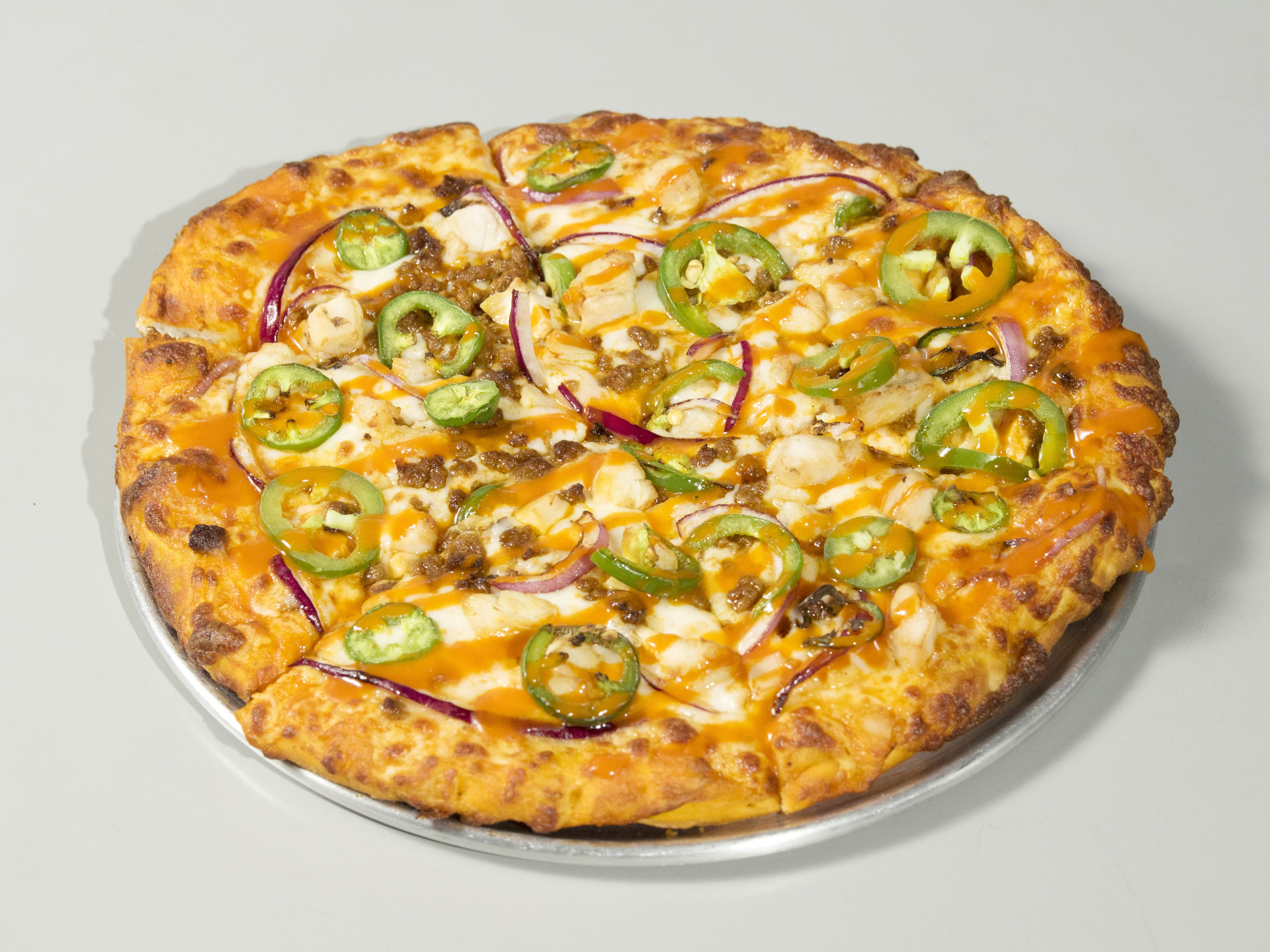 Order Barn Burner Pizza (Buffalo Chicken) food online from Grand Slam Pizza store, Vista on bringmethat.com