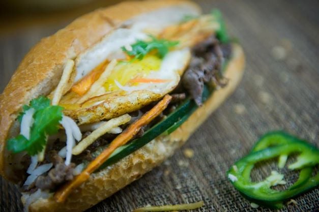 Order Sunny-side Beef Banh Mi food online from Lotus Banh Mi store, Chicago on bringmethat.com