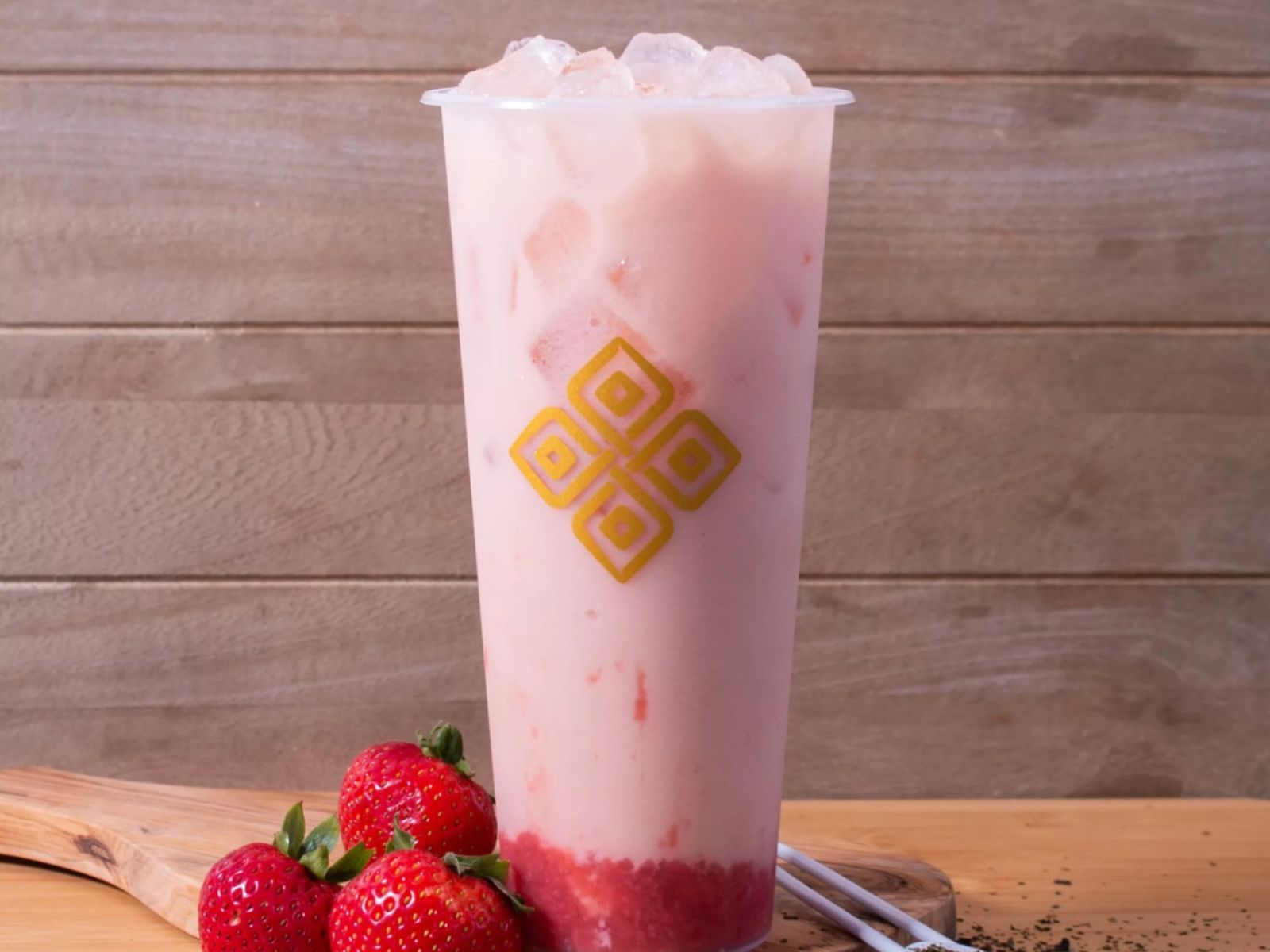 Order (ICED) Strawberry Jasmine Milk Tea（草莓奶绿） food online from Prolece Tea store, Chino Hills on bringmethat.com