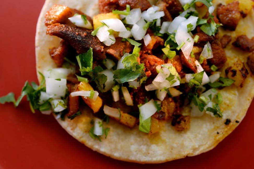 Order Al Pastor Tacos food online from Burrito Bandido store, Wilmington on bringmethat.com