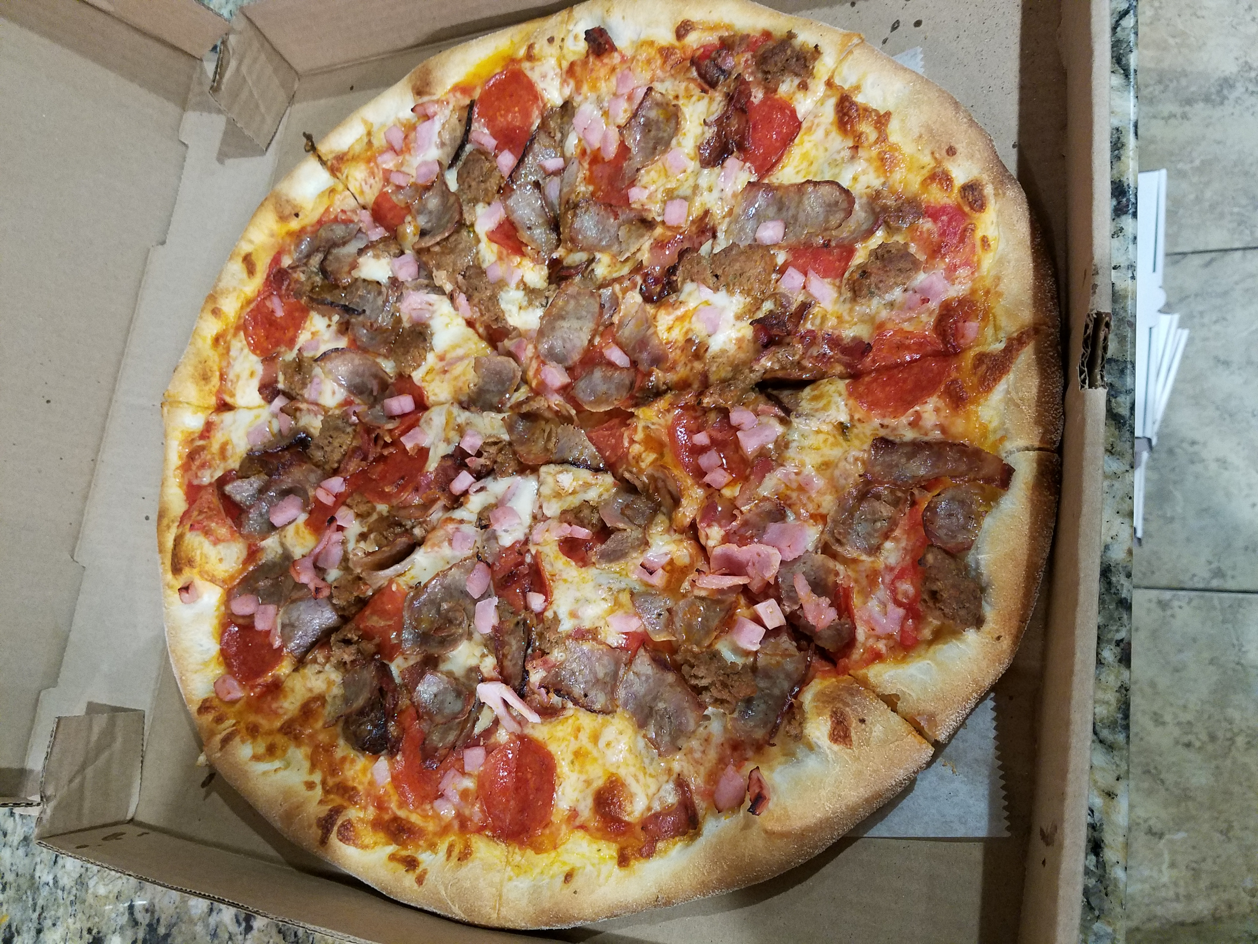 Order Meat Lover Pizza food online from Our Place Pizza & Catering store, Edison on bringmethat.com