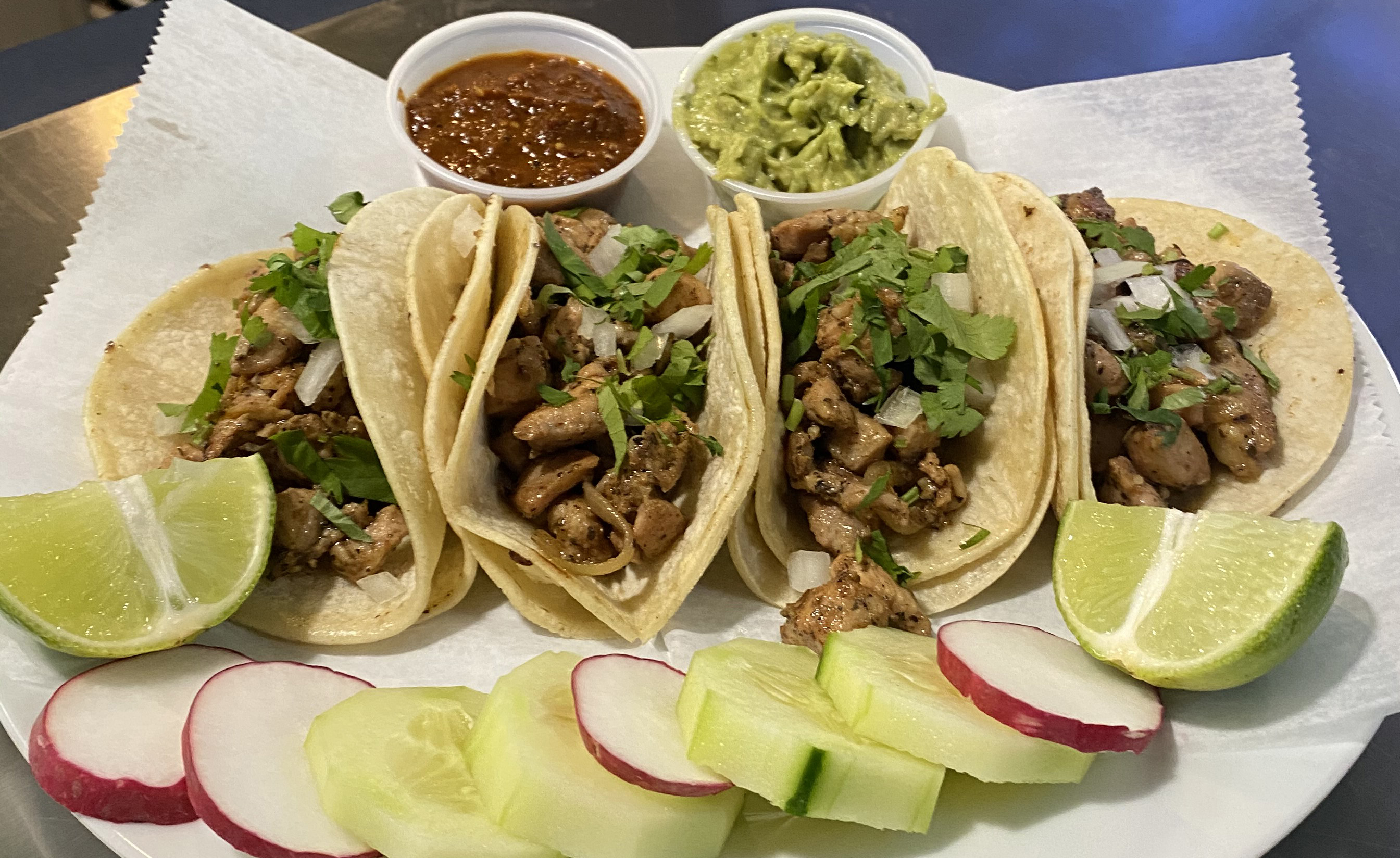 Order 16. Tacos de Pollo food online from El Tenampa 2 store, Farmingville on bringmethat.com