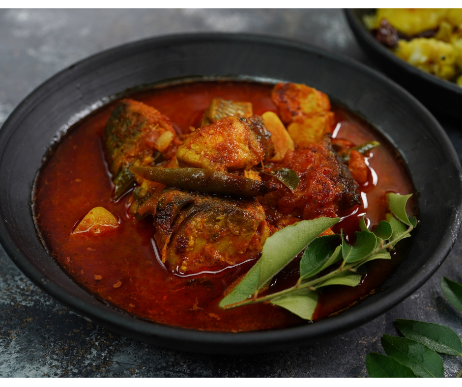Order Spicy Red Fish Curry (+ Free Dessert) food online from Spices Of India Kitchen store, Irving on bringmethat.com