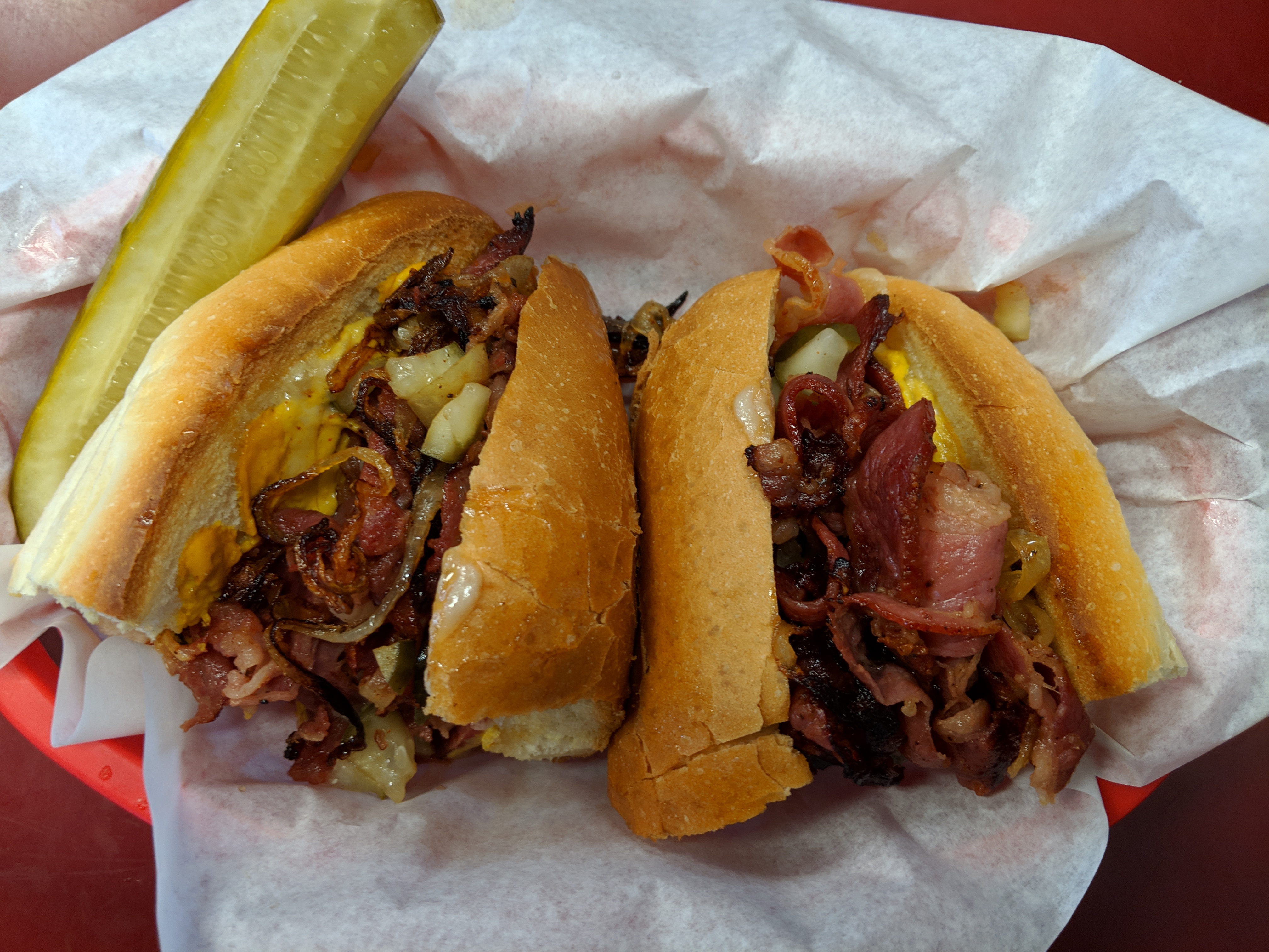 Order Pastrami Hot Sandwich food online from Deli News Pizza store, Long Beach on bringmethat.com