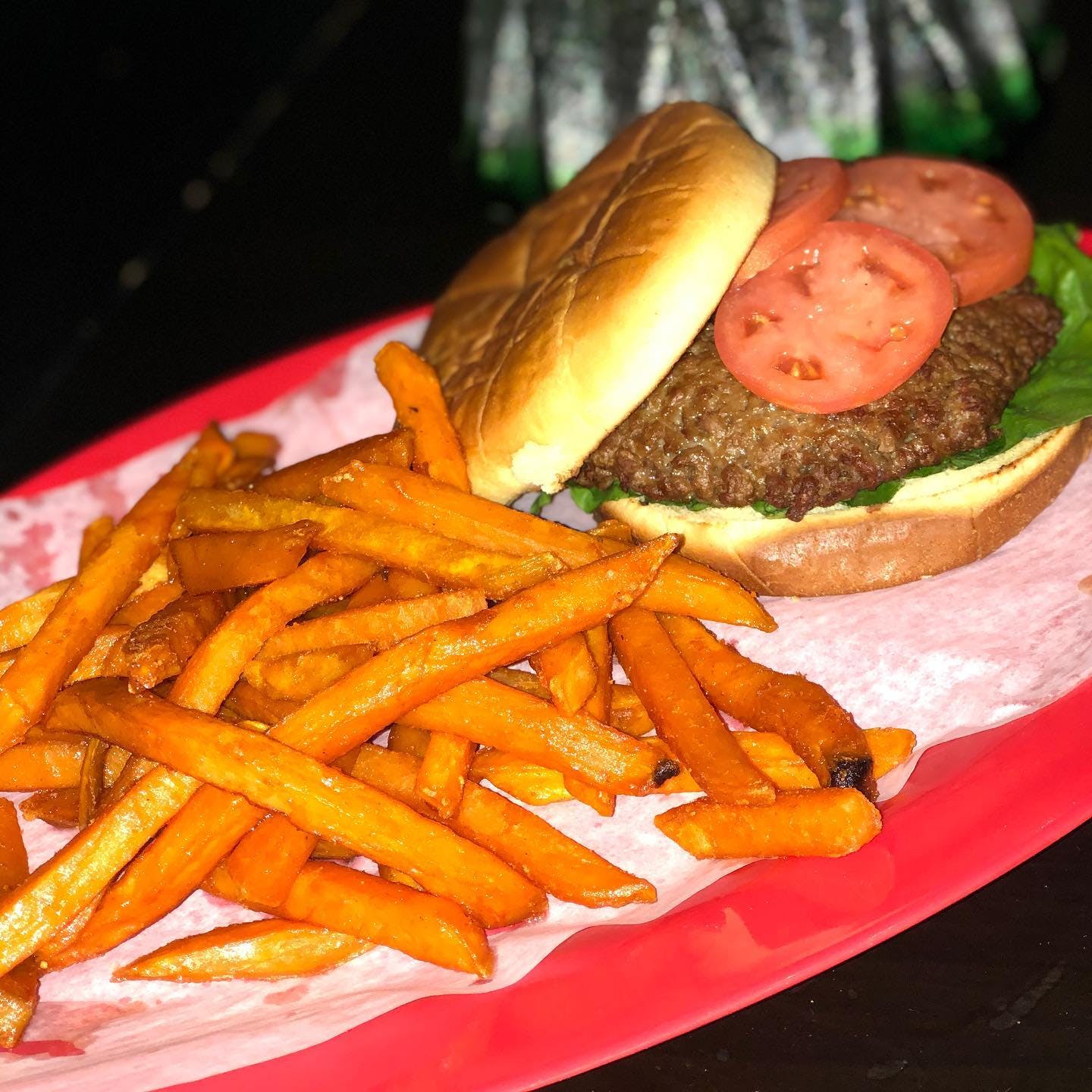 Order Wakanda's Impossible Burger with Fries - Wakanda's Impossible Burger with Fries food online from Plant Based Lifestyle store, Atlanta on bringmethat.com