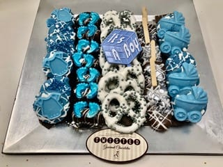 Order Baby Boy Blue Truffle Gift Platter food online from Twisted Gourmet Chocolates store, Passaic on bringmethat.com