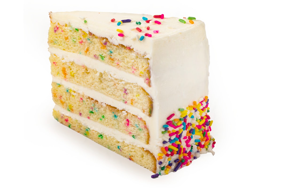 Order Confetti Cake Slice food online from Buddy V Cake Slice store, Wheeling on bringmethat.com