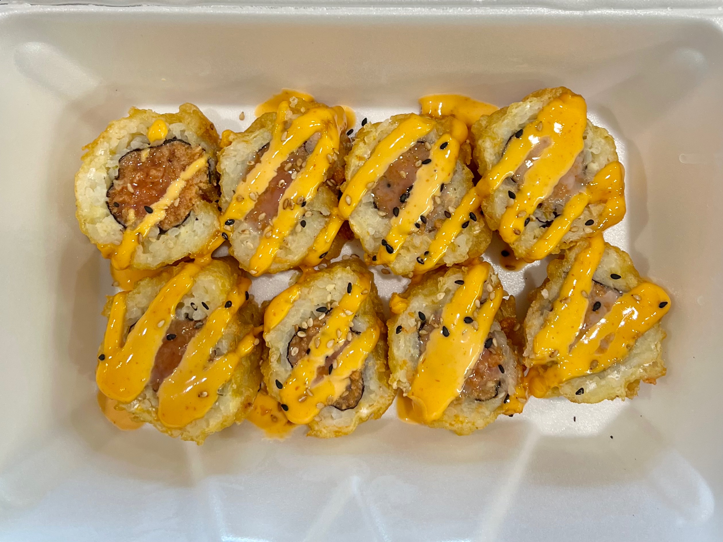 Order Tempura Spicy Tuna Roll food online from U Sushi & Grill store, Huntington Beach on bringmethat.com