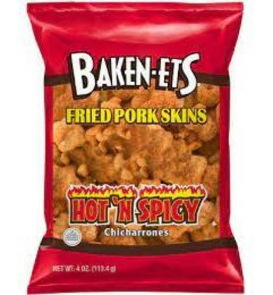 Order Baken-ets Fried Pork Skins - Hot 'N Spicy food online from IV Deli Mart store, Goleta on bringmethat.com