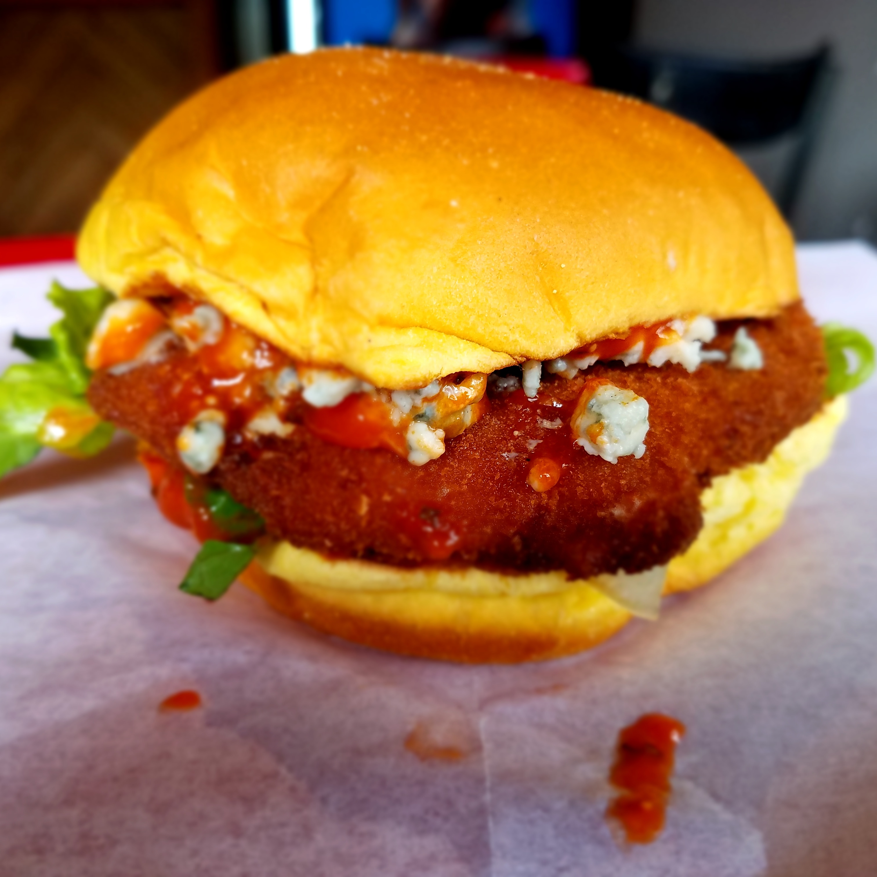 Order Buffalo Fried Chicken Sandwich food online from Spot Gourmet Burgers store, Philadelphia on bringmethat.com