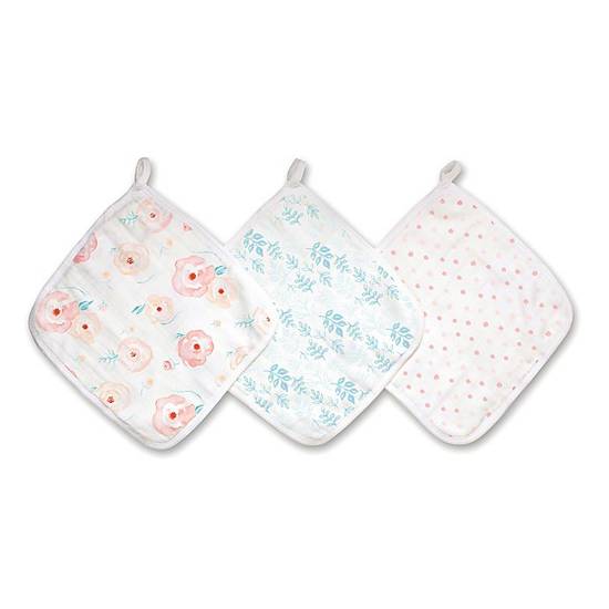 Order aden + anais™ essentials 3-Pack Full Bloom Washcloths in Pink food online from Buybuy Baby store, Franklin on bringmethat.com