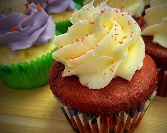 Order Red Velvet Cupcake (1 pc) food online from Pink Daisy Cakes store, Grand Rapids on bringmethat.com