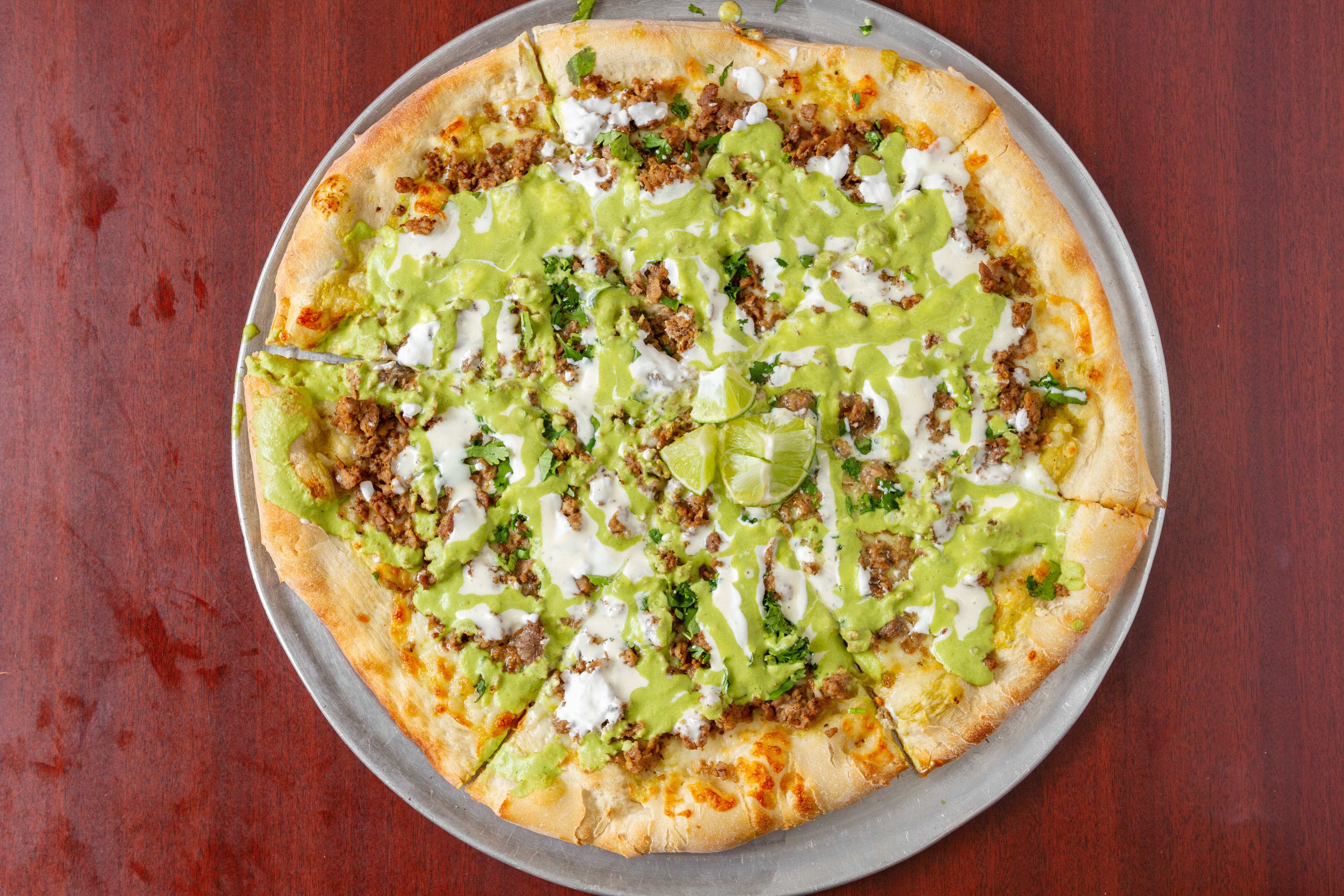 Order Carne Asada Pizza - Medium 14" food online from G's Pizzeria store, Elkton on bringmethat.com