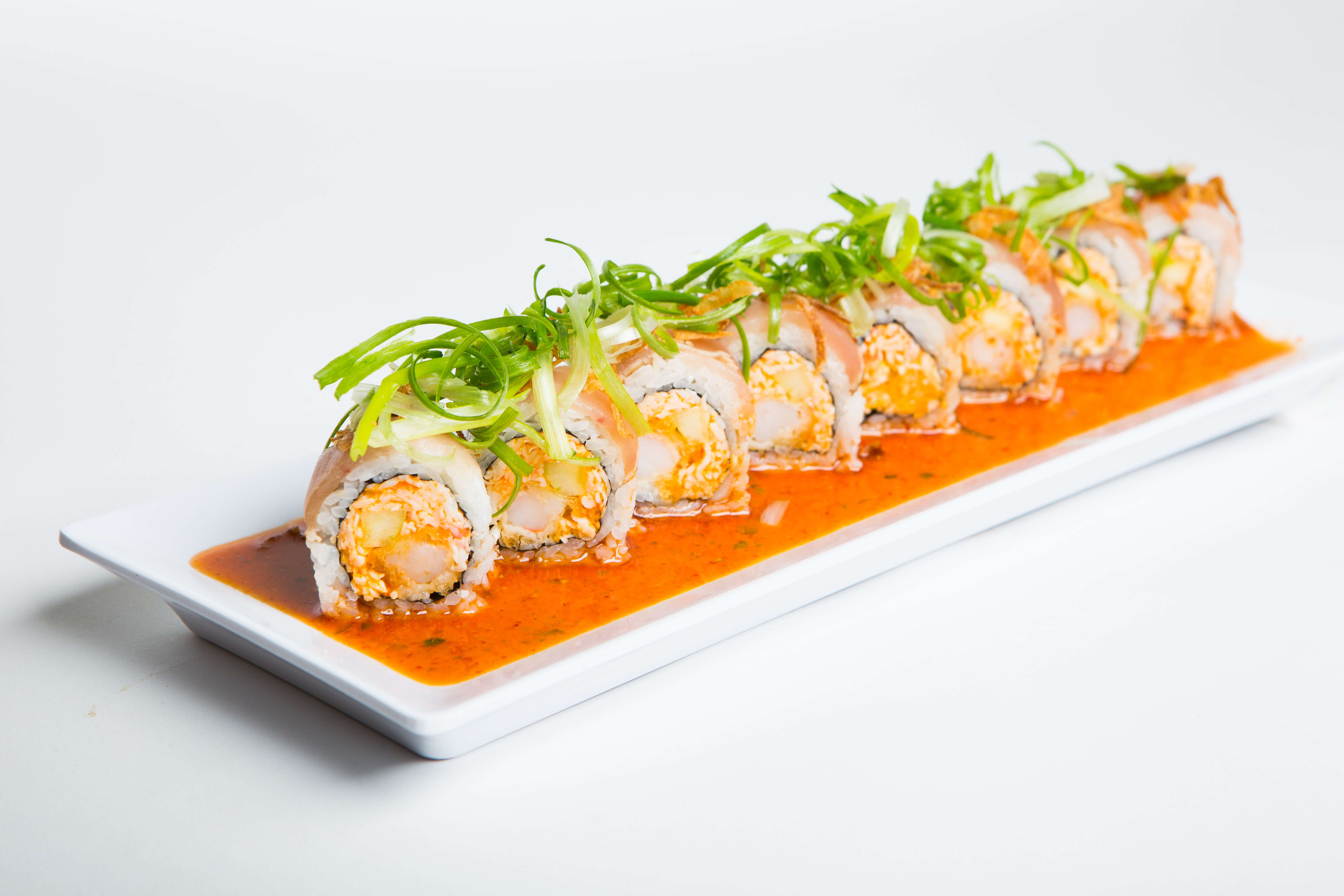 Order Spicy Garlic Albacore Roll food online from Kaiba Japanese Restaurant store, Monterey Park on bringmethat.com
