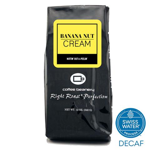 Order 12oz Whole Bean Banana Nut Cream Swiss Water Process Flavored Decaf Coffee food online from The Coffee Beanery store, Wyomissing on bringmethat.com