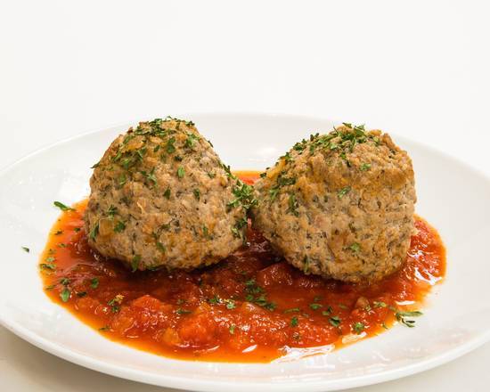 Order Meatball with Marinara Sauce on top food online from Italian Village Pizza store, Lansing on bringmethat.com