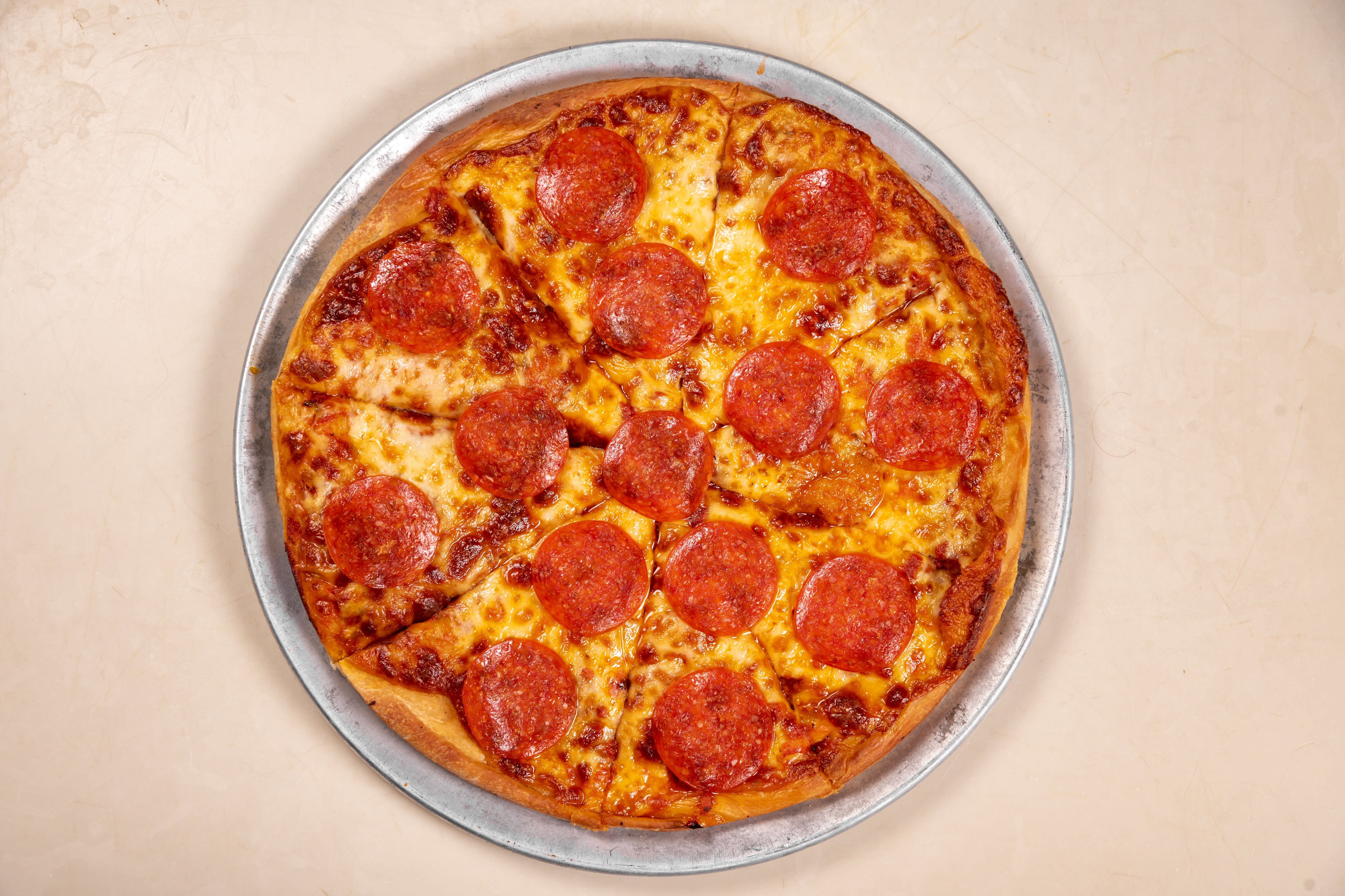 Order Pepperoni Pizza - 12" food online from Omonia Cafe store, Astoria on bringmethat.com
