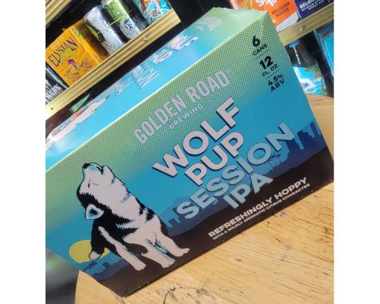 Order Golden Road Wolf Pup Session IPA 6pk cans. 12oz. CANS food online from Hub Market & Deli store, San Diego on bringmethat.com
