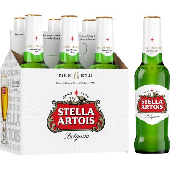 Order Stella Artois , 6 Pack Bottles 11.2 oz. food online from Village Wine & Spirits store, Ventura on bringmethat.com